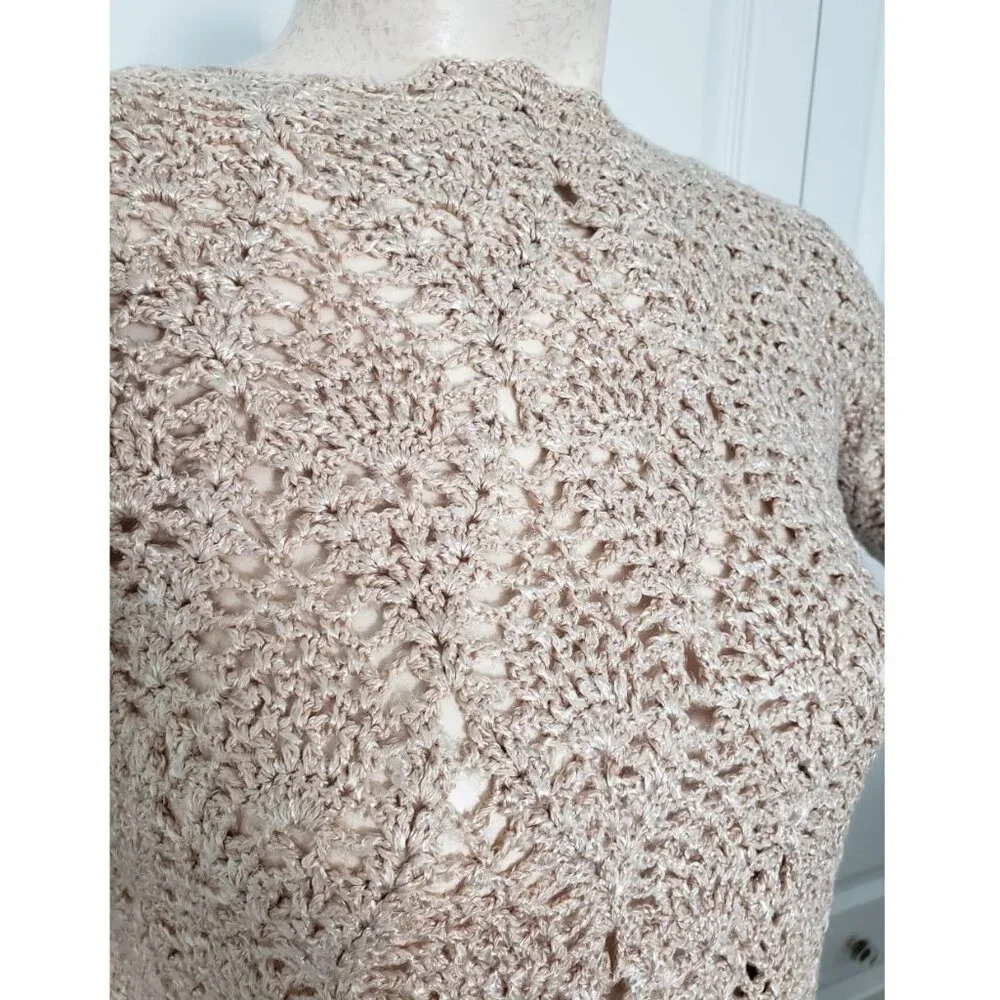 Hand knit lace  Crop sweater Long sleeve Size Small